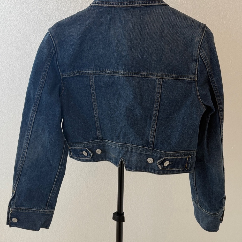 GAP Dark Blue Cropped Jean Jacket size Medium - Picture 5 of 5